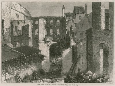 Les ruines de Savile House, Leicester Square, Londres, après l