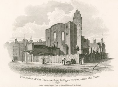 Les ruines du Royal Theatre, Drury Lane, depuis Bridges Street - English School