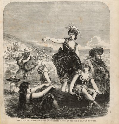Les sirènes de la mer, croquis des jolies baigneuses sur la côte française à Trouville - English School