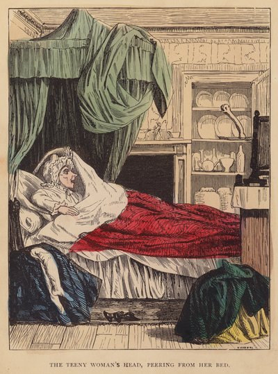 La tête de la petite femme, regardant de son lit - English School