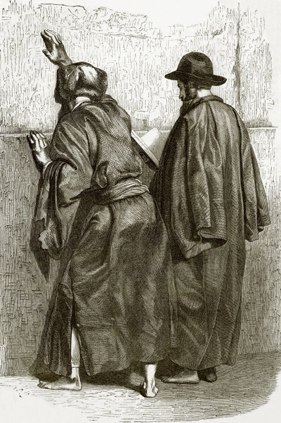 Le lieu de la muraille - Juifs priant au mur du temple de Salomon - English School