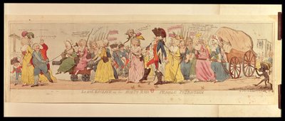 Les femmes des Halles emmenant Louis XVI (1754-93) de Versailles, publié par S.W. Fores, 1789 - English School