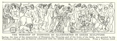 Le culte de Dionysos illustré dans la sculpture grecque (litho) - English School