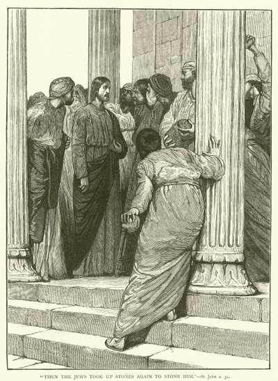 Alors les Juifs prirent encore des pierres pour le lapider, Saint Jean, x, 31 - English School