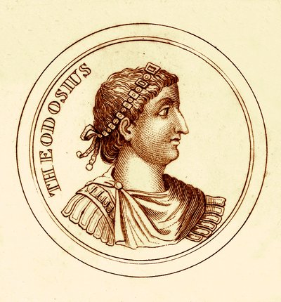 Théodose, illustration du Dictionnaire Historique Universel par George Crabb, publiée en 1825 - English School