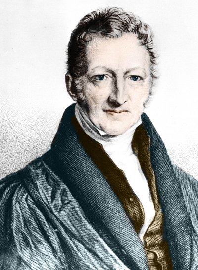 Thomas Robert Malthus (gravure en couleur) - English School