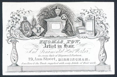 Thomas Tow, artiste en cheveux, carte de visite - English School