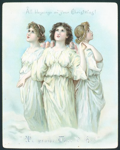 Trois anges, carte de Noël - English School