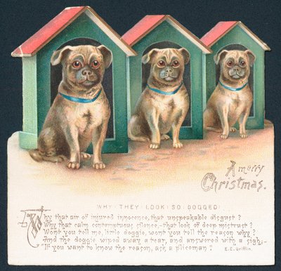 Trois chiens dans des niches - English School