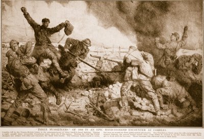 Trois mousquetaires de 1916 dans une rencontre épique au corps à corps à Combles, 1914-19 - English School