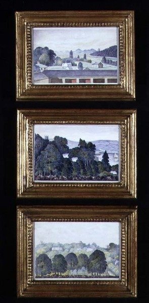 Trois paysages boisés, c.1840 - English School