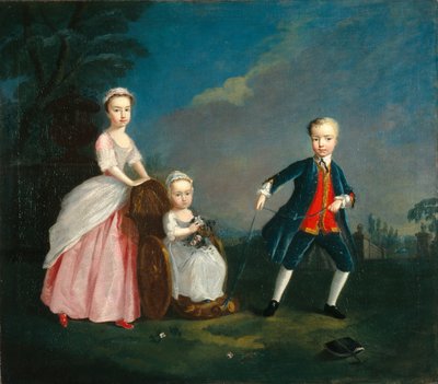 Trois enfants dans un parc, c.1750 - English School