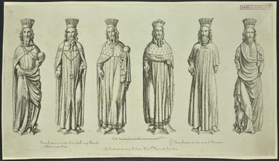Trois statues sur la Cour du Banc du Roi à Westminster Hall et trois sur la Cour de la Chancellerie, 1784 - English School