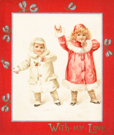Lancer des boules de neige, Carte de Noël - English School