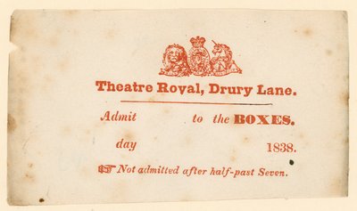 Billet pour le Théâtre de Drury Lane, Londres - English School