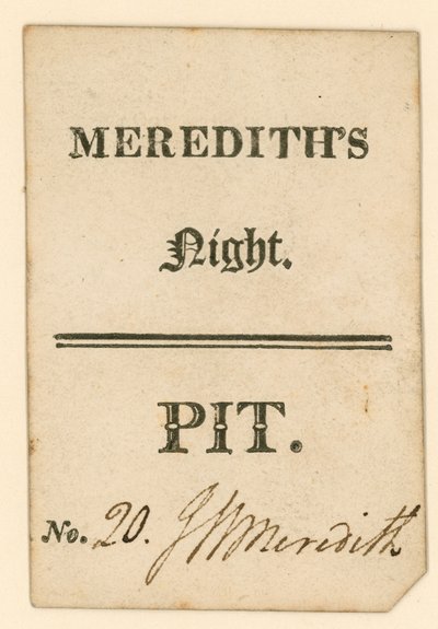 Billet pour le Théâtre de Drury Lane, Londres : Nuit de Meredith - English School