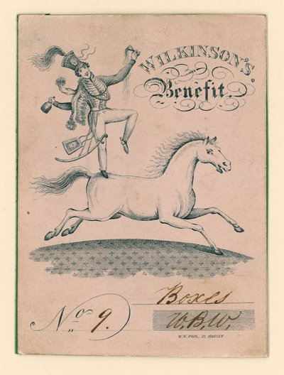 Billet pour le Théâtre de Drury Lane, Londres : Bénéfice de Wilkinson - English School
