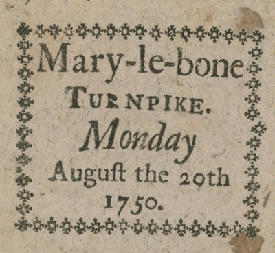 Billet pour le péage de Mary-le-Bone - English School