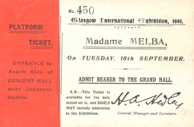 Billet pour entendre Nellie Melba à l