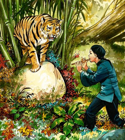 Tigre joué à la flûte - English School