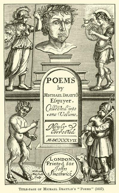 Page de titre des poèmes de Michael Drayton, 1637 - English School