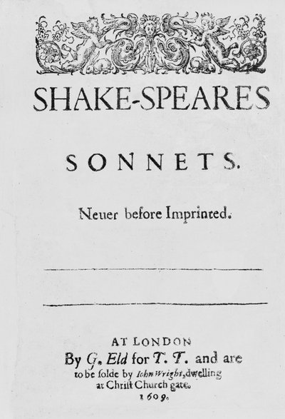Page de titre des Sonnets de Shakespeare - English School