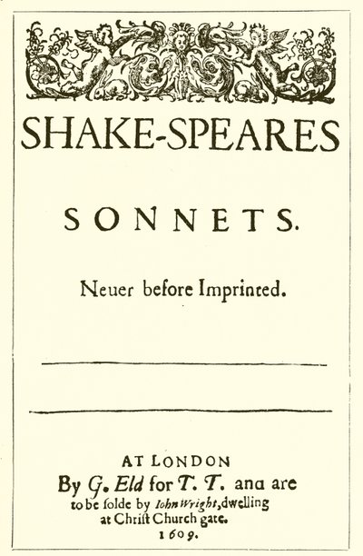 Page de titre des Sonnets de Shakespeare, 1609 - English School
