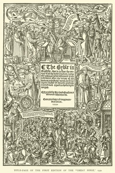 Page de titre de la première édition de la Grande Bible, 1539 - English School