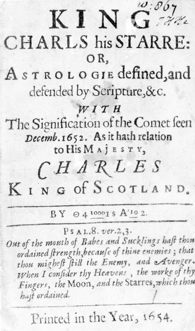 Page de titre pour King Charls his Starre: Ou, L