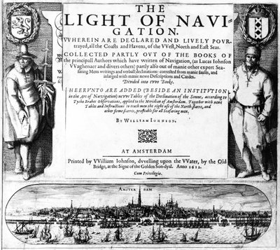 Page de titre de The Light of Navigation par William Iohnson, publié en 1612 - English School