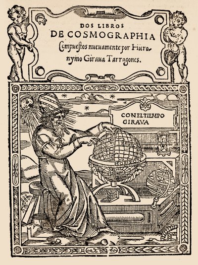 Page de titre pour Deux livres de cosmographie par Hieronymo Girana Tarragones, de The Narrative and Critical History of America, édité par Justin Winsor, Londres, 1886 - English School