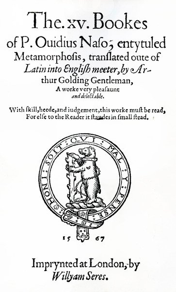 Page de titre du XV livre de P. Ovidius Naso, intitulé Métamorphoses - English School
