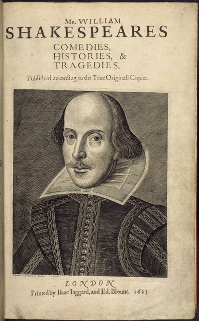 Page de titre avec un portrait de Shakespeare, de 