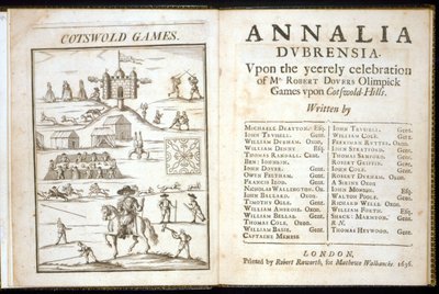 Page de titre pour Annalia Dubrensia : Upon the Yeerely celebration of Mr. Robert Dovers Olimpick Games upon Cotswold Hills, 1636 - English School