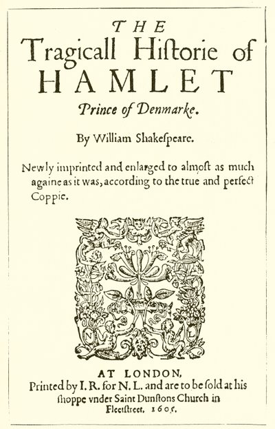 Page de titre de Hamlet de Shakespeare - English School