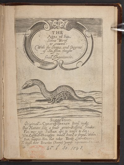 Page de titre de Les Âges du péché, ou, La naissance et la croissance du péché - English School