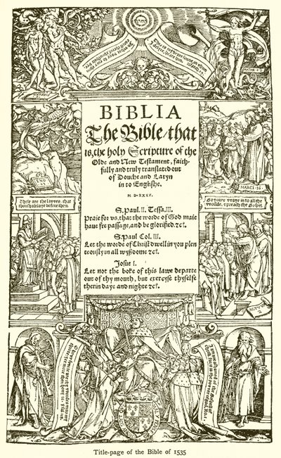 Page de titre de la Bible de 1535 - English School