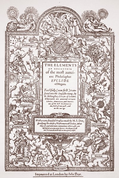 Page de titre de la première traduction des Éléments d