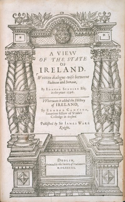 Page de titre de A View of the State of Irelande et The Historie of Irelande, 1633 - English School