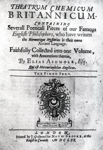 Page de titre du Theatrum Chemicum Britannicum par Elias Ashmole, 1652 - English School