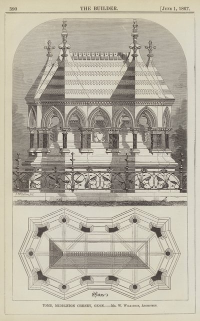Tombe, Middleton Cheney, Oxon, M. W Wilkinson, Architecte (gravure) - English School