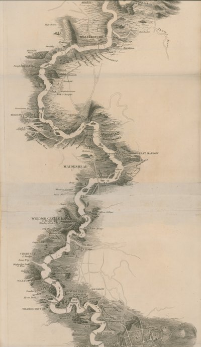 Carte panoramique de Tombleson de la Tamise et de la Medway - English School