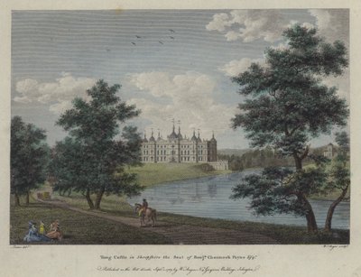 Tong Castle, Shropshire, la résidence de Benjamin Channock Payne (gravure en couleur) - English School