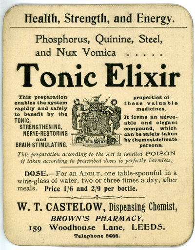 Étiquette de Tonic Elixir, début - English School