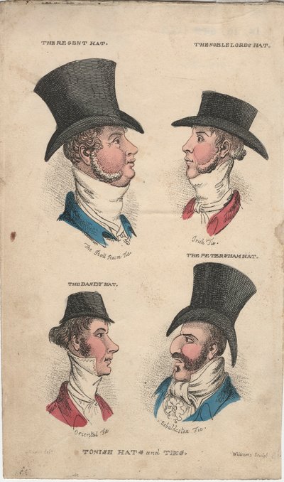 Chapeaux et cravates élégants, vers 1815-20 - English School