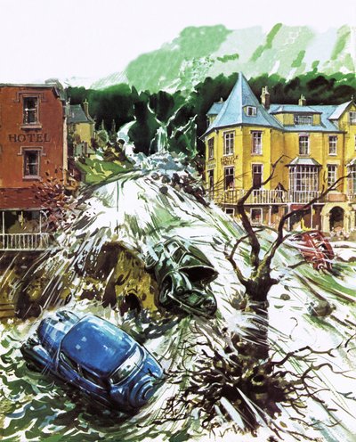 Torrent de terreur à Lynmouth, Devon, août 1952 - English School