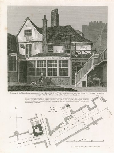 Tottenham Court, occupé par la Maison de Thé et les Jardins Adam et Eve - English School