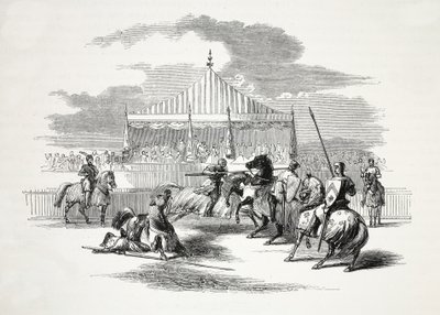 Tournoi à Nevyn, dans le Caernarvonshire, publié au 19ème siècle (gravure sur acier) - English School