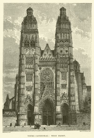 Cathédrale de Tours, façade ouest (gravure) - English School