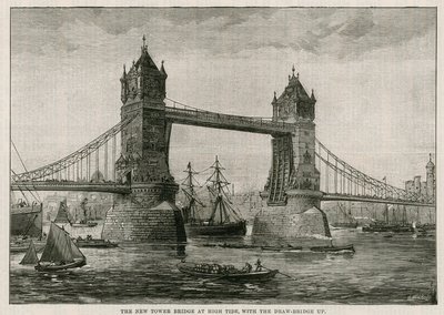 Pont de la Tour à marée haute, avec le pont-levis levé - English School